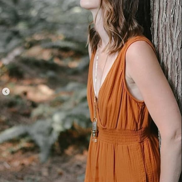 NWOT - Handmade Brass Essential Oil Rollerball Necklace with Ocean Jasper Stone - Picture 11 of 11